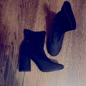 💋✨Hot Kiss | Gabriella Sparkly Sock Ankle Booties Chunky Heel